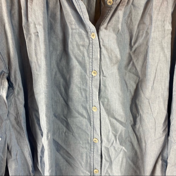 We the free blue raw hem button up - Picture 3 of 7
